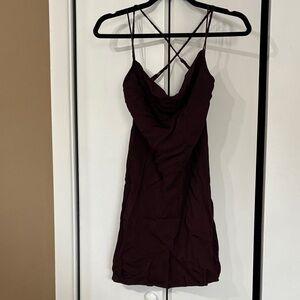 H&M Elegant Burgundy Spaghetti Strap Dress